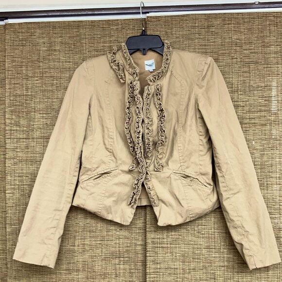 Unbranded Jackets & Blazers - Anthropology short fitted cotton jacket ruffles on front
